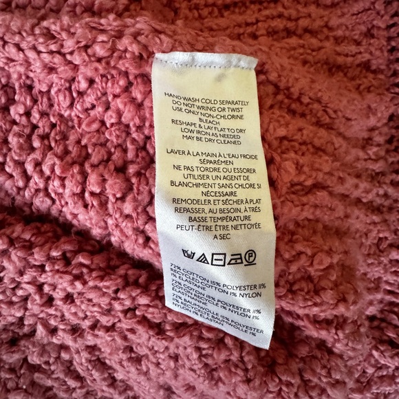 Anthropologie The Need-It Oversized Mock Neck Chunky Knit Sweater Pink Size M - Picture 4 of 6